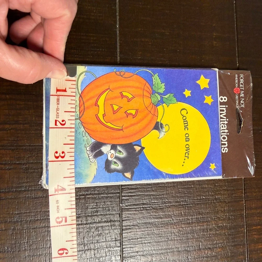 Vintage American Greetings Halloween Party Invitations Black Cat Pumpkin 24ct